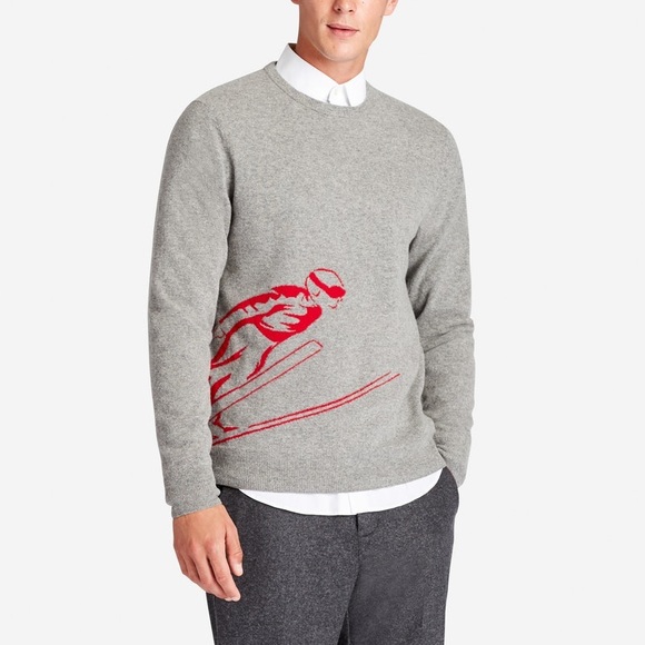 Bonobos Other - Bonobos merino wool crewneck sweater gray red ski graphic xxl